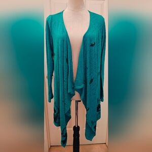 Disney Aladdin Jasmine Teal Open Front Waterfall Cardigan.